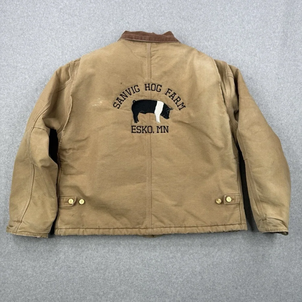 Vintage Carhartt Jacket Mens Large Brown Quilted Lined J22 Detriot Work USA Made